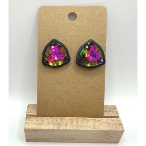 AB Multi & Black Rhinestone Stud Earrings New, never worn